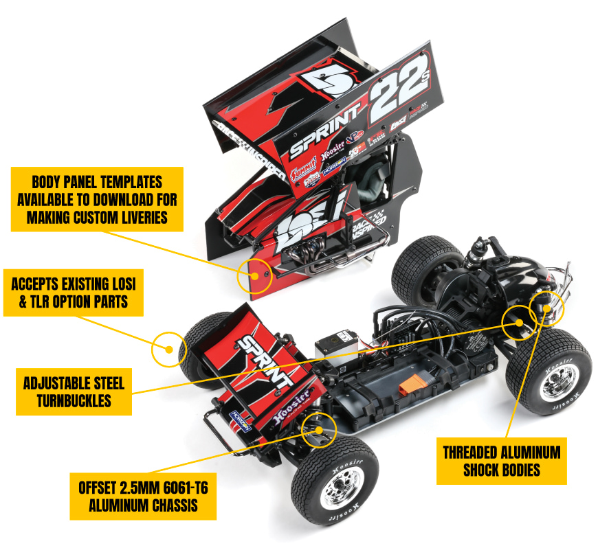 Detail for the Losi 22S Sprint RTR