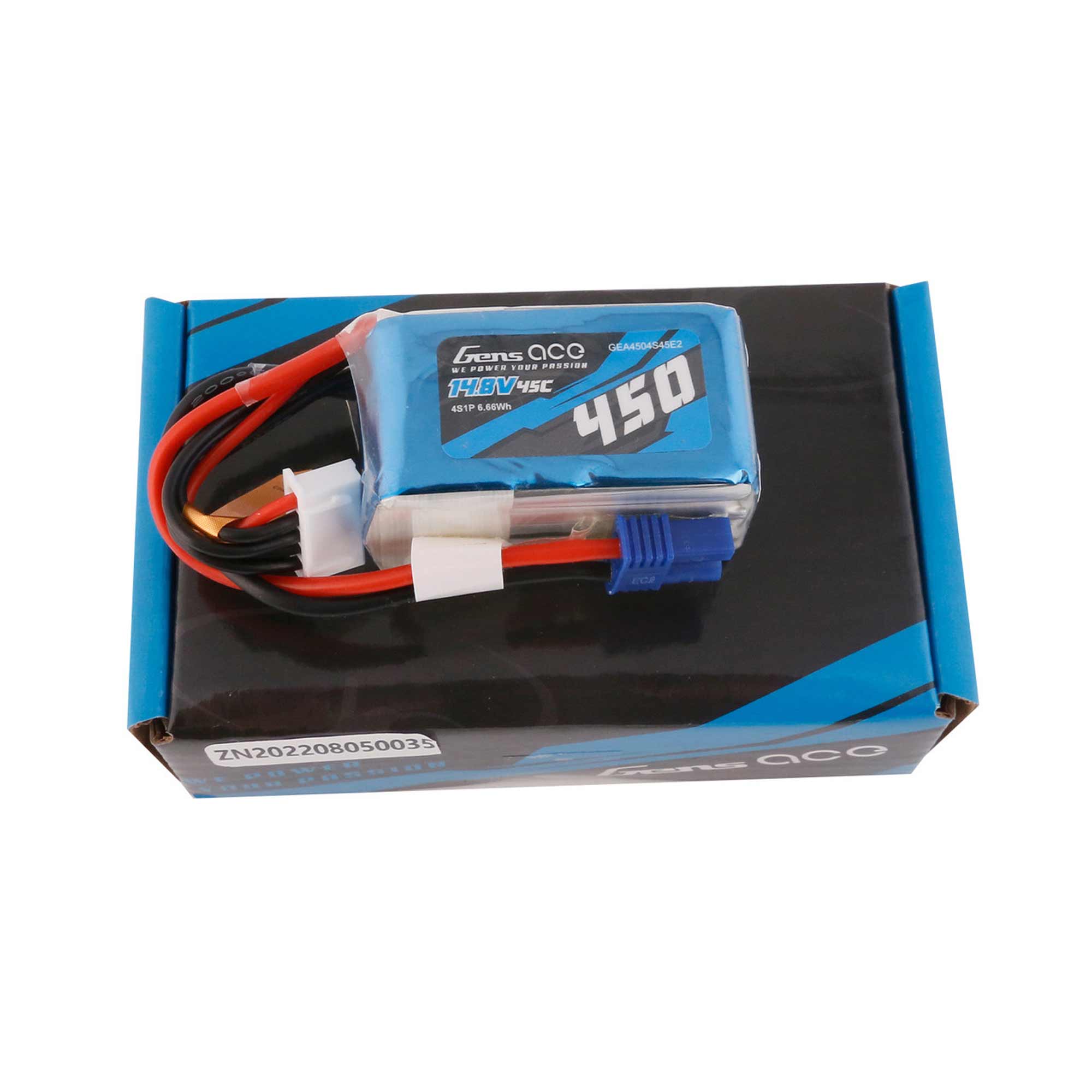 14.8V 450mAh 4S 45C LiPo Battery: EC2