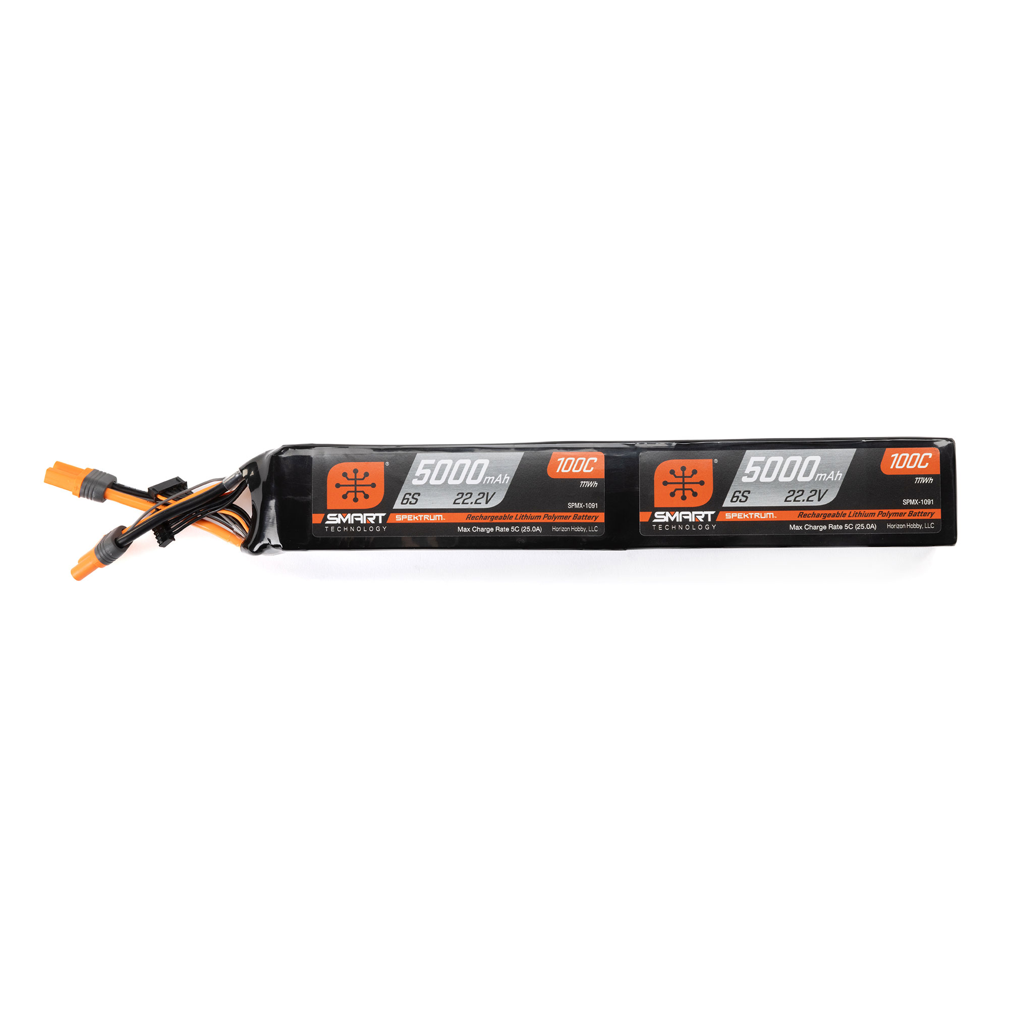 Dual 22.2V (44.4V) 5000mAh 6S x2 100C Smart LiPo Battery: IC5