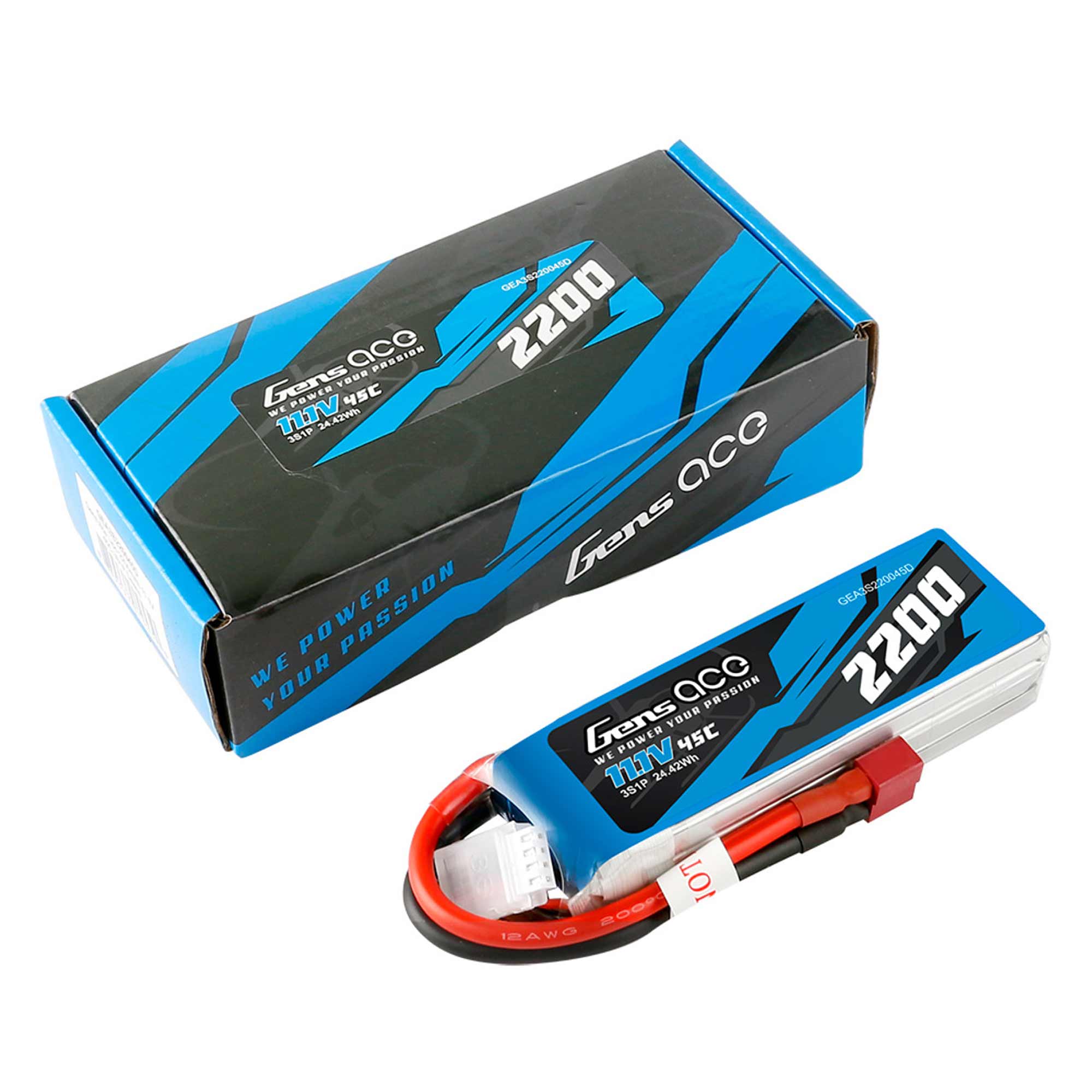 11.1V 2200mAh 3S 45C LiPo Battery: Deans