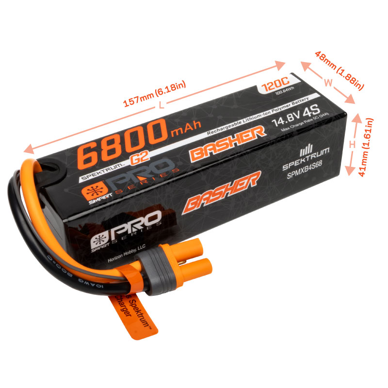 14.8V 6800mAh 4S 120C Smart G2 Pro Basher LiPo Battery: IC5