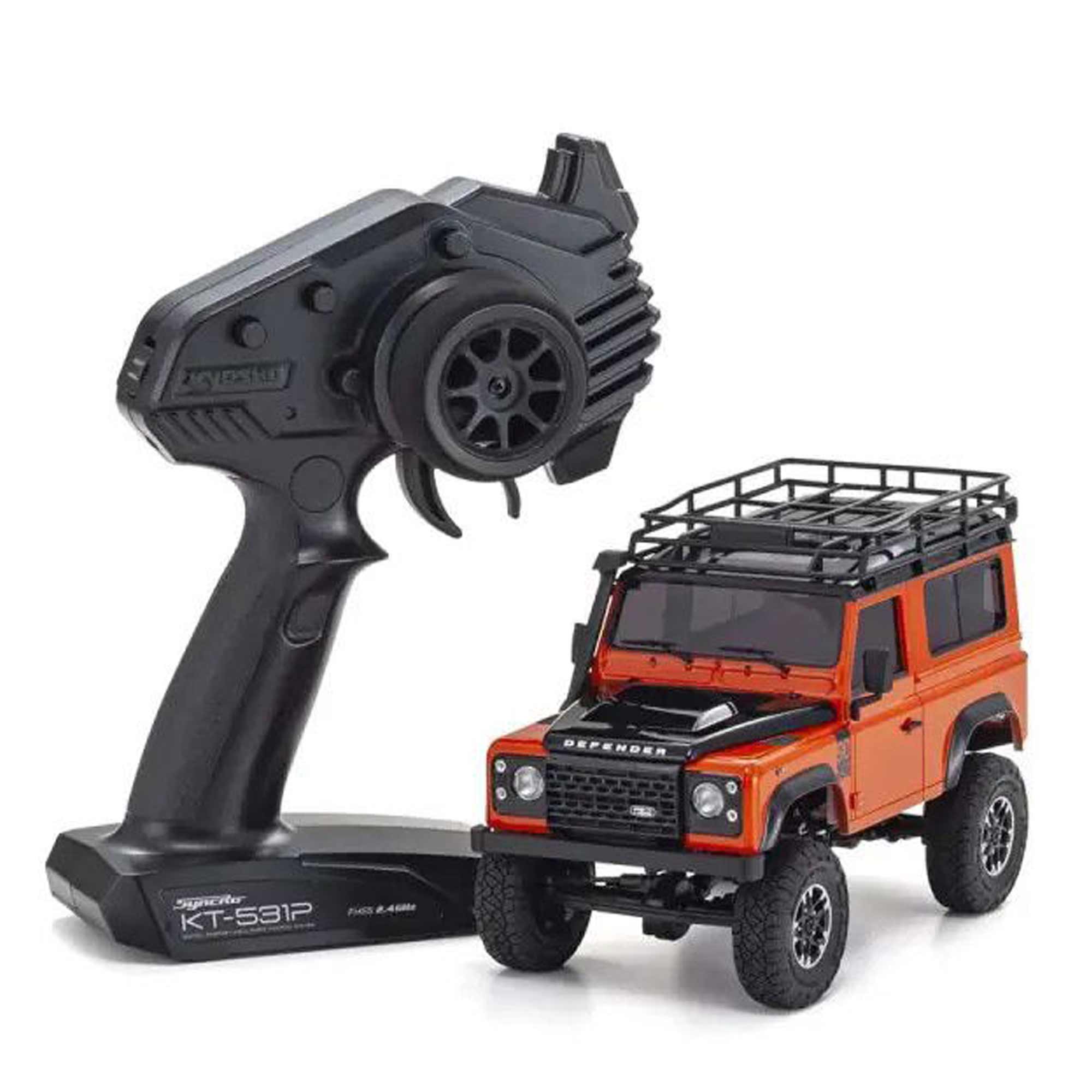 1/28 Land Rover Defender 90 Adventure Mini-Z 4x4 Crawler RTR, Phoenix Orange/Santorini Black