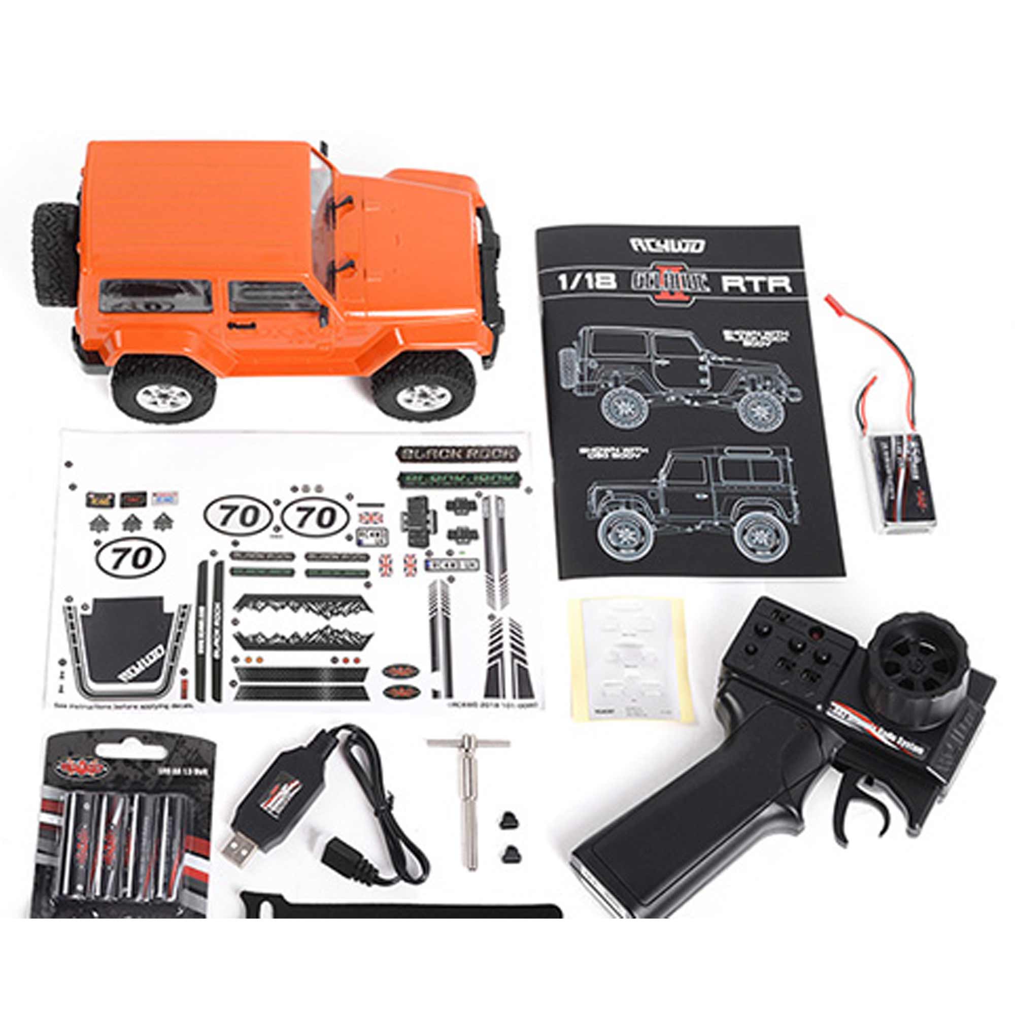 1/18 Gelande II 4WD with Black Rock Body Set RTR, Orange