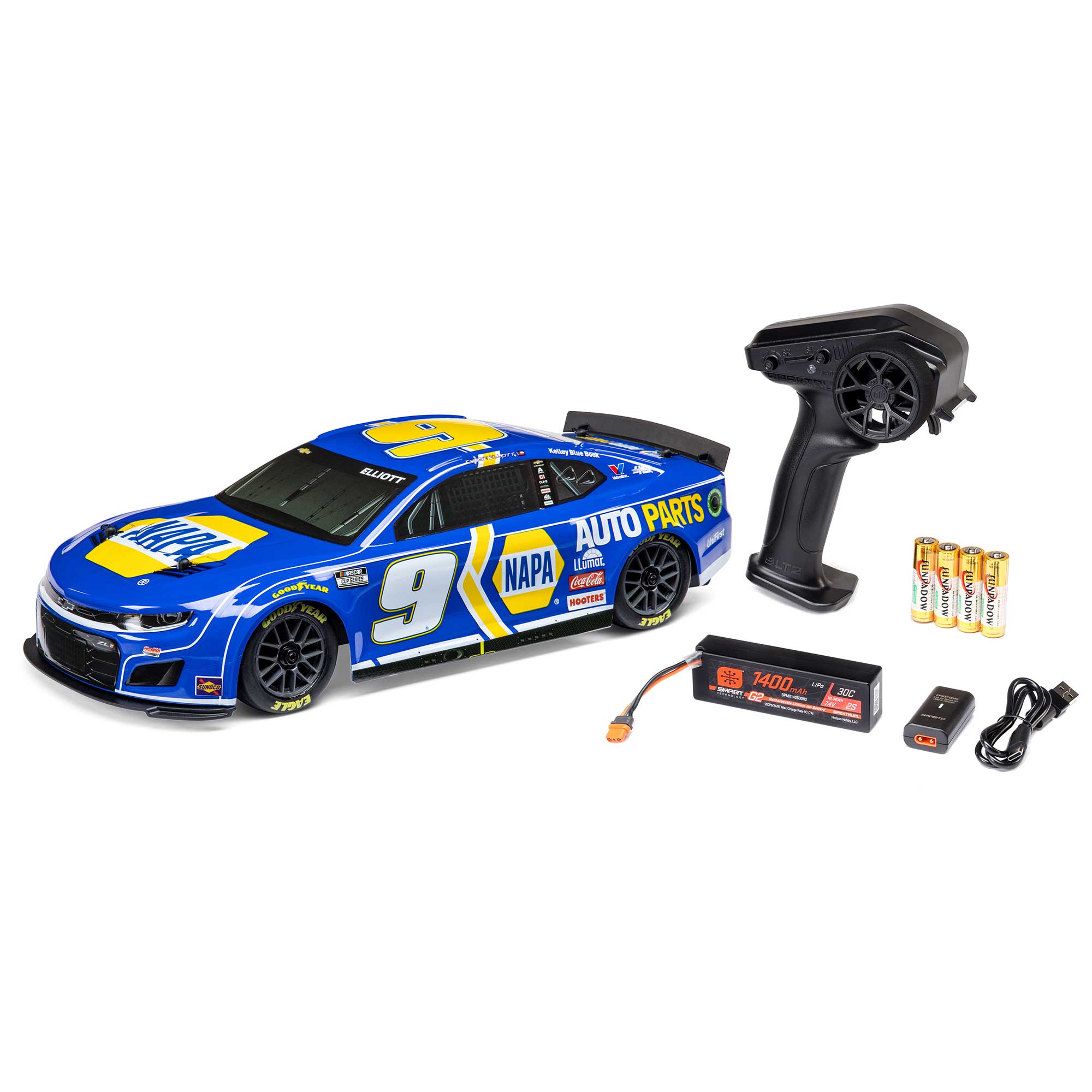 1/12 NASCAR RC Racecar Chase Elliott No. 9  2024 NAPA Chevrolet ZL1 Camaro 2S AWD RTR Brushed On-Road (Battery & Charger Included), Blue