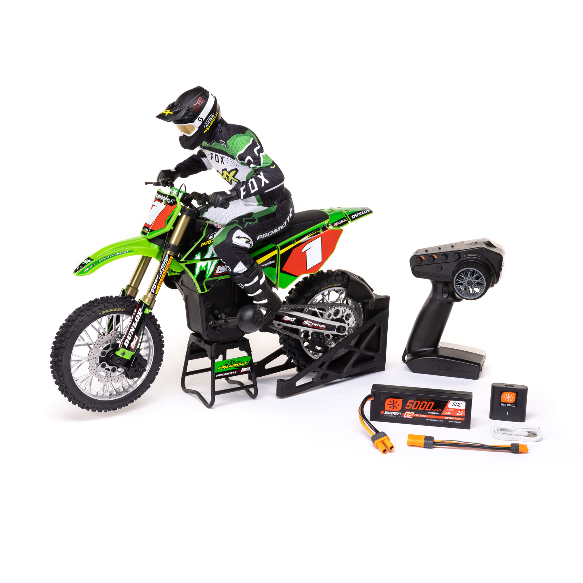 1/4 Promoto-MX Pro Circuit 2S RTR Brushless Motorcycle (Battery and Charger Included), Green