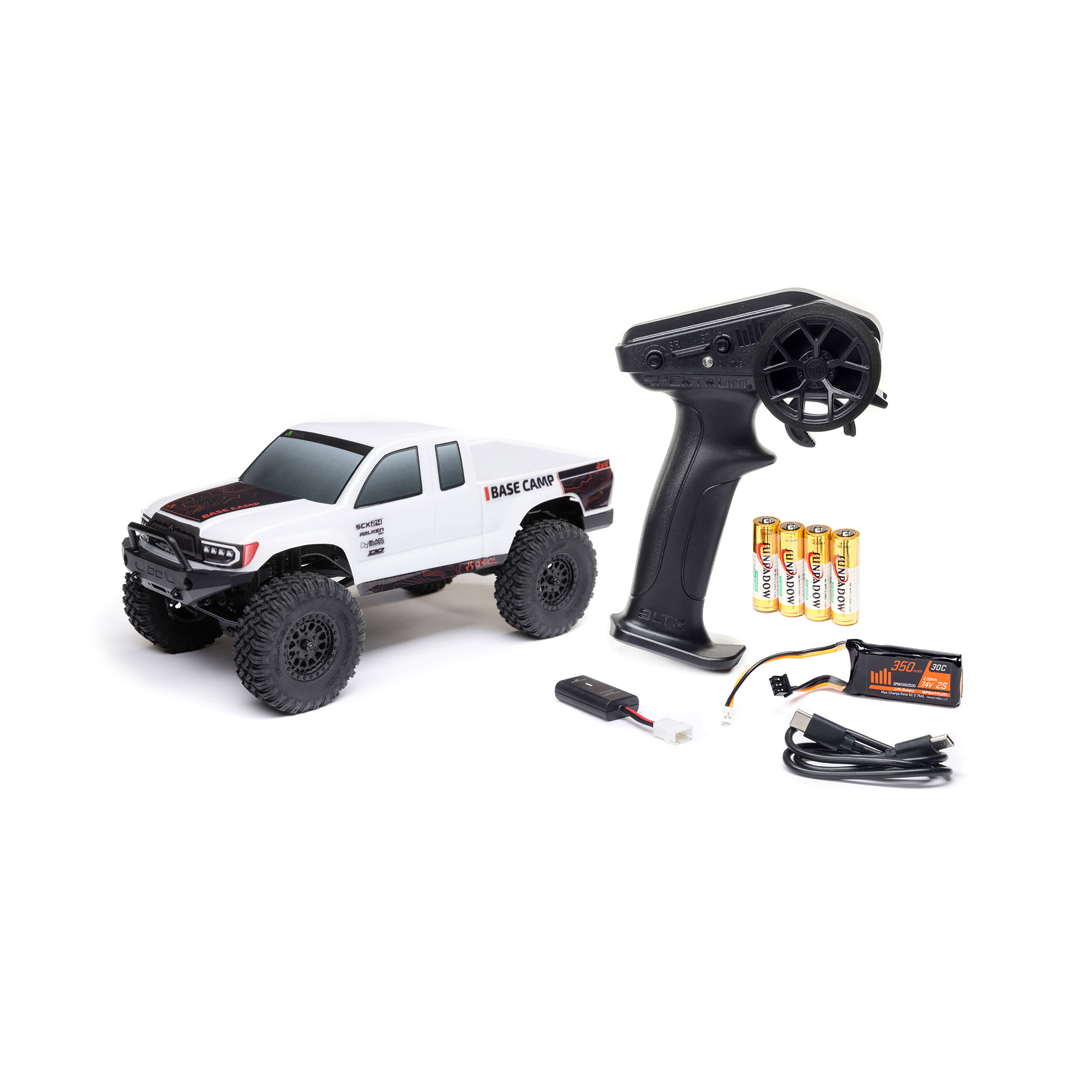 1/24 SCX24 Base Camp 4X4 RTR Brushed Rock Crawler (Battery & Charger Included), White