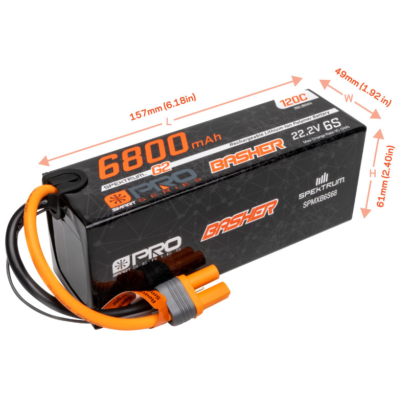 22.2V 6800mAh 6S 120C Smart G2 Pro Basher LiPo Battery: IC5