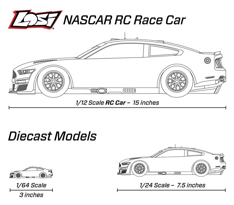 Losi NASCAR 1/12 Scale RC Race Car SIZE GRAPHIC MOBILE