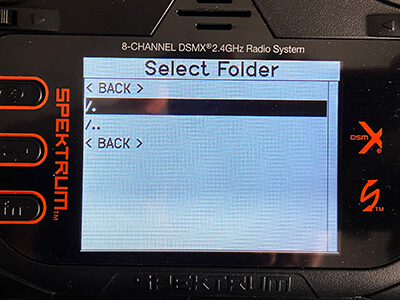 Upon returning to the "SD Card Menu", scroll up to Options and select Import Model.