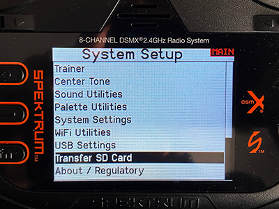 Scroll down and locate the Transfer SD Card options.